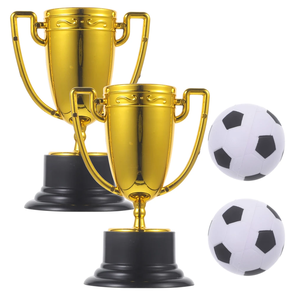 2 Sets Award Trophies Portable Plastic Trophies Sport Ball Competition Winner Trophies