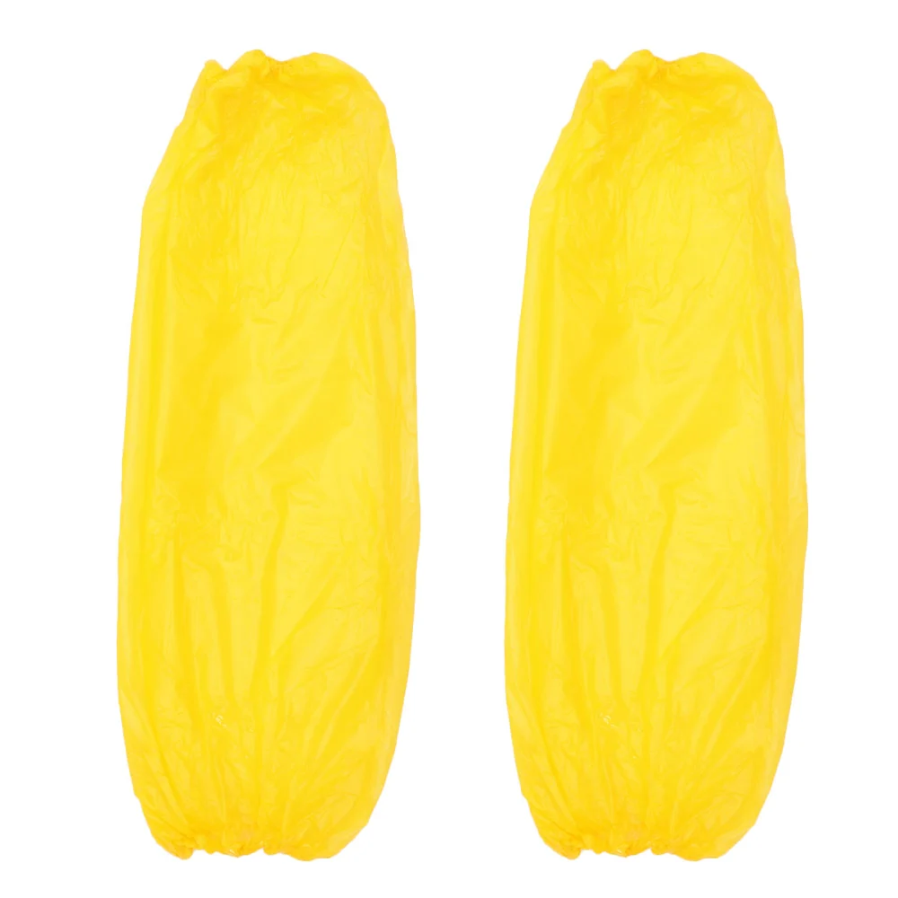 100pcs Disposable Oversleeve Waterproof Cleaning Oversleeve Antifouling Oilproof Arm Sleeve Protectors for Women Men (Yellow)