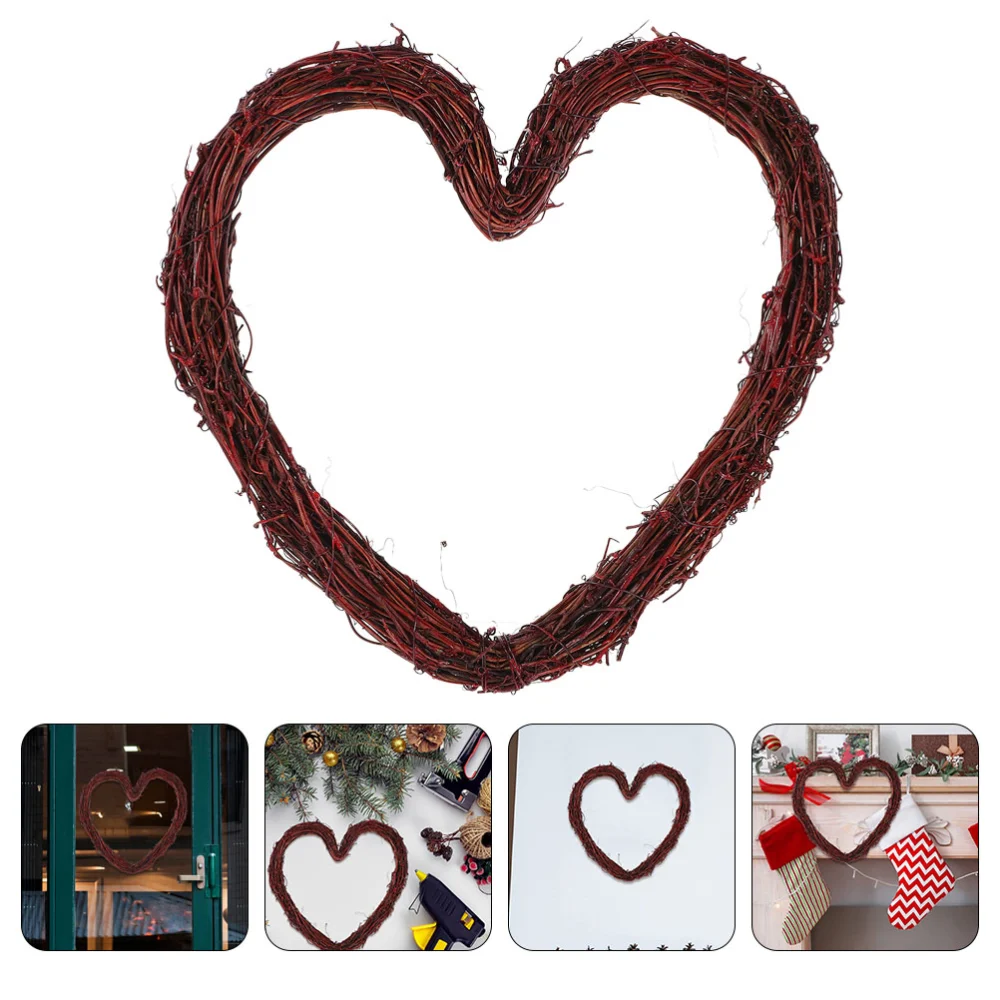 Rattan Heart Wreath Door Hanging Wreath DIY Crafts Wreath Front Door Garland Home Decor