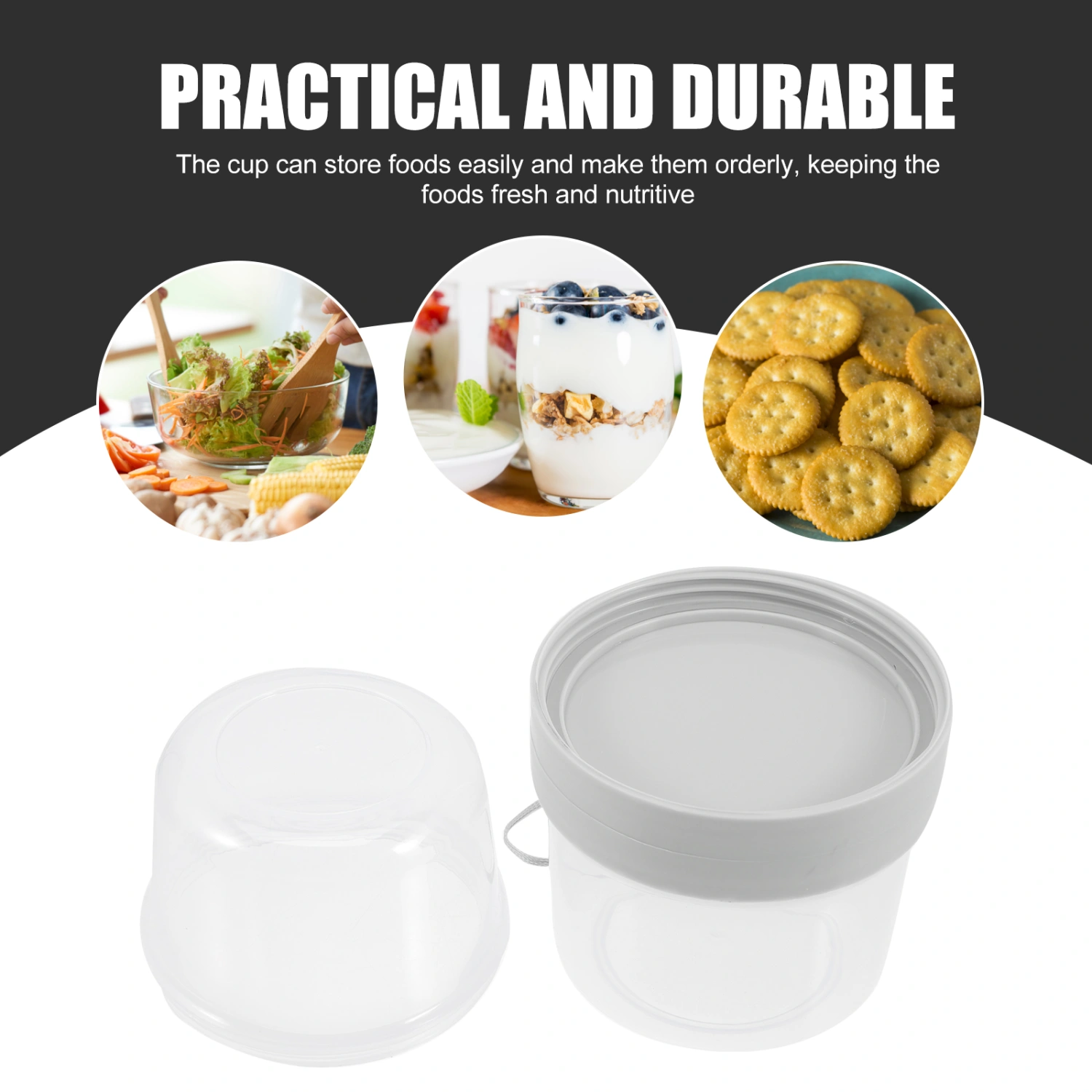 Portable Breakfast Cup Sealed Double Layer Food Container Cereal Oatmeal Fruit Cup
