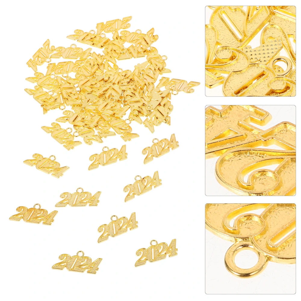 50Pcs DIY Jewelry Charms Pendants 2024 New Year Charms for Necklace Bracelet DIY Supply