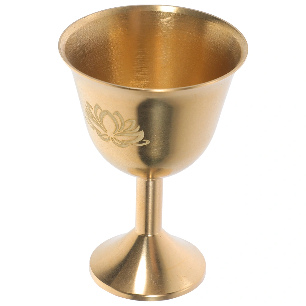 Multi-use Brass Liquor Cup Sturdy Brass Goblet Buddhist Metal Worship Cup For Temple Home