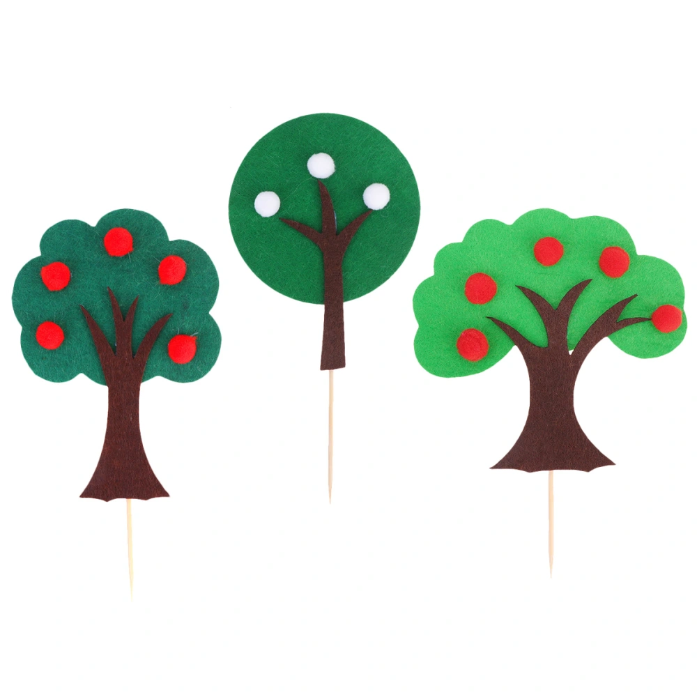 12pcs Tree Shaped Cake Toppers Forest Fruit Picks Cake Decoration Dessert Supplies For Birthday Baby Shower (Red Ball Dark Green + Red Ball Light Green + White Ball Round Tree)