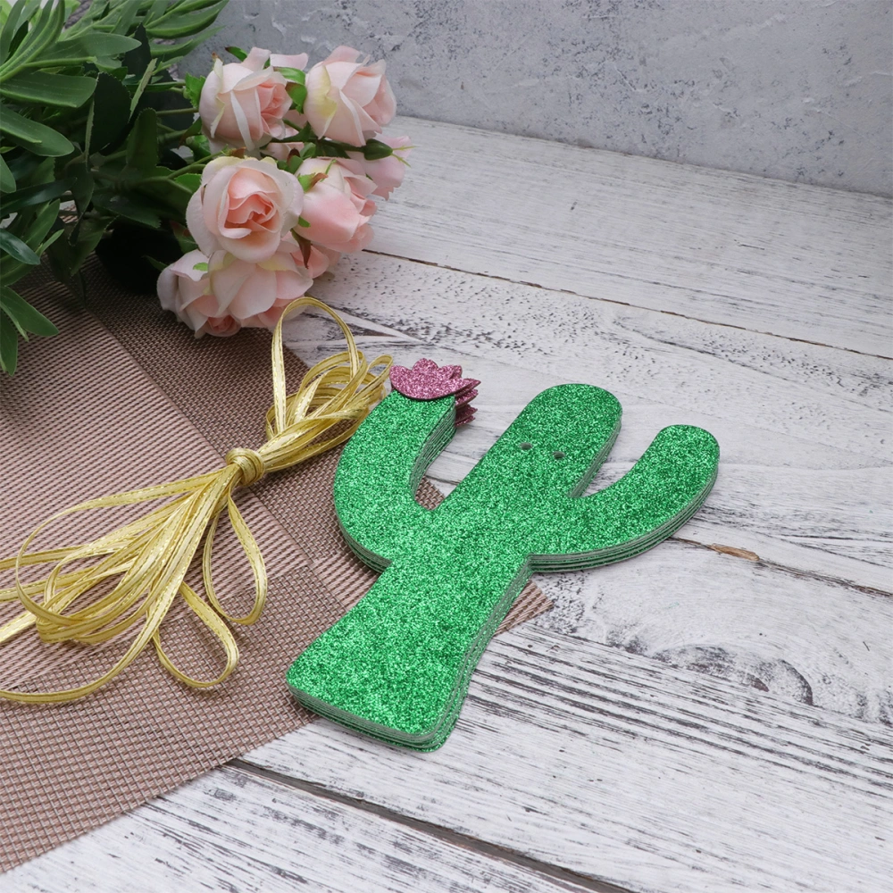 Hawaiian Tropical Party Garland Glitter Cactus Banner Bunting Hanging Decor