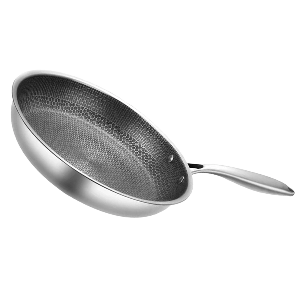 Stainless Steel Frying Pan Honeycomb Grain Frying Wok Stirring Pan Kitchenware