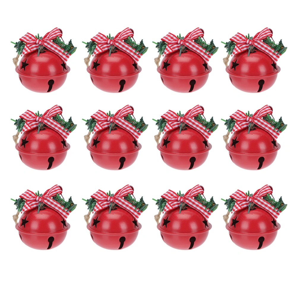 12Pcs Christmas Hanging Bells Door Window Bells Pendant Tree Hanging Bells Red