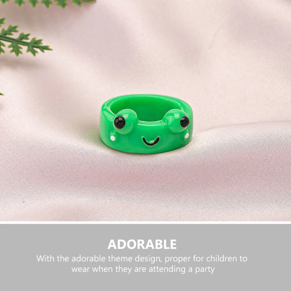 4pcs Cartoon Frog Finger Rings Resin Craft Cute Animal Rings Decorative Frog Cartoon Rings