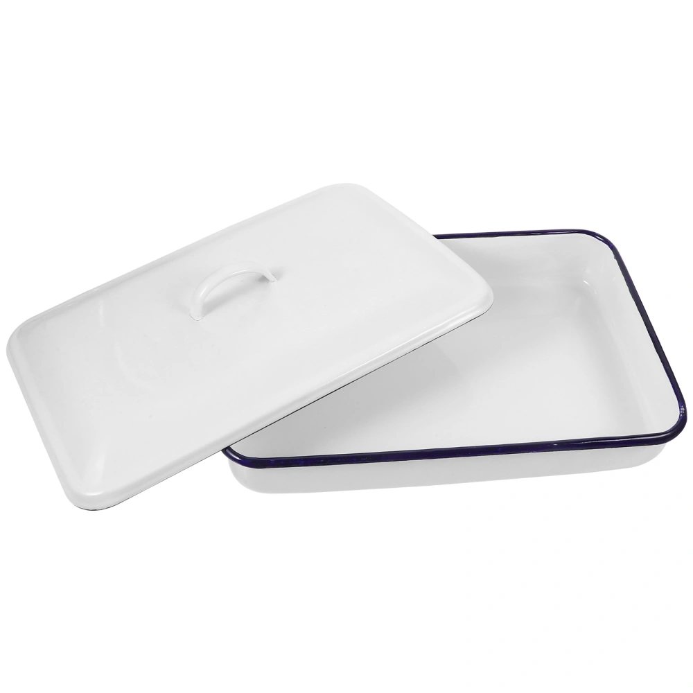 Rectangular Enamel Baking Tray Heat-resistant Roasting Plate Versatile Food Storage Plate