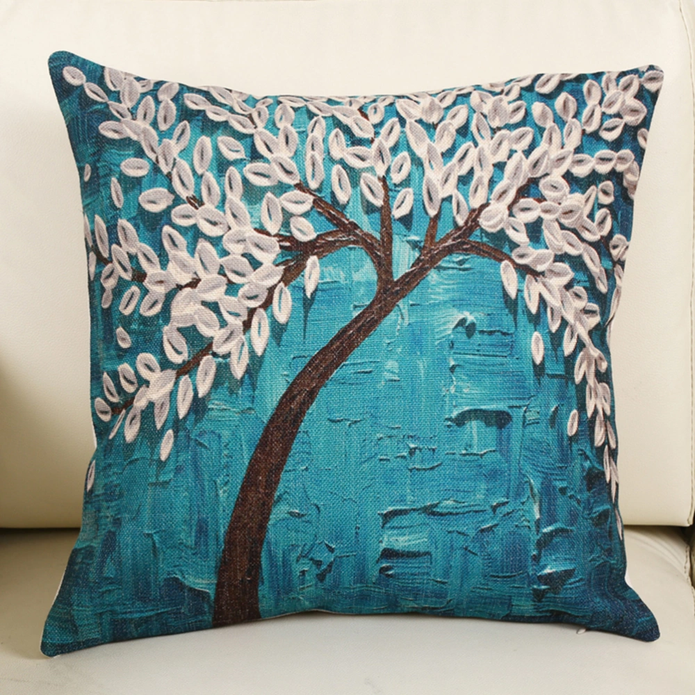 Flat Printed 3D Oil Painting Large Tree and Flower Cotton Linen Throw Pillow Case Cushion Cover Home Sofa Decorative 45x45cm (Pachira)