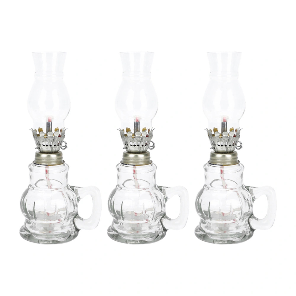 3pcs Oil Lamp with Glass Shade Kerosene Lantern Oil Lamp Classic Vintage Oil Lamp Decor