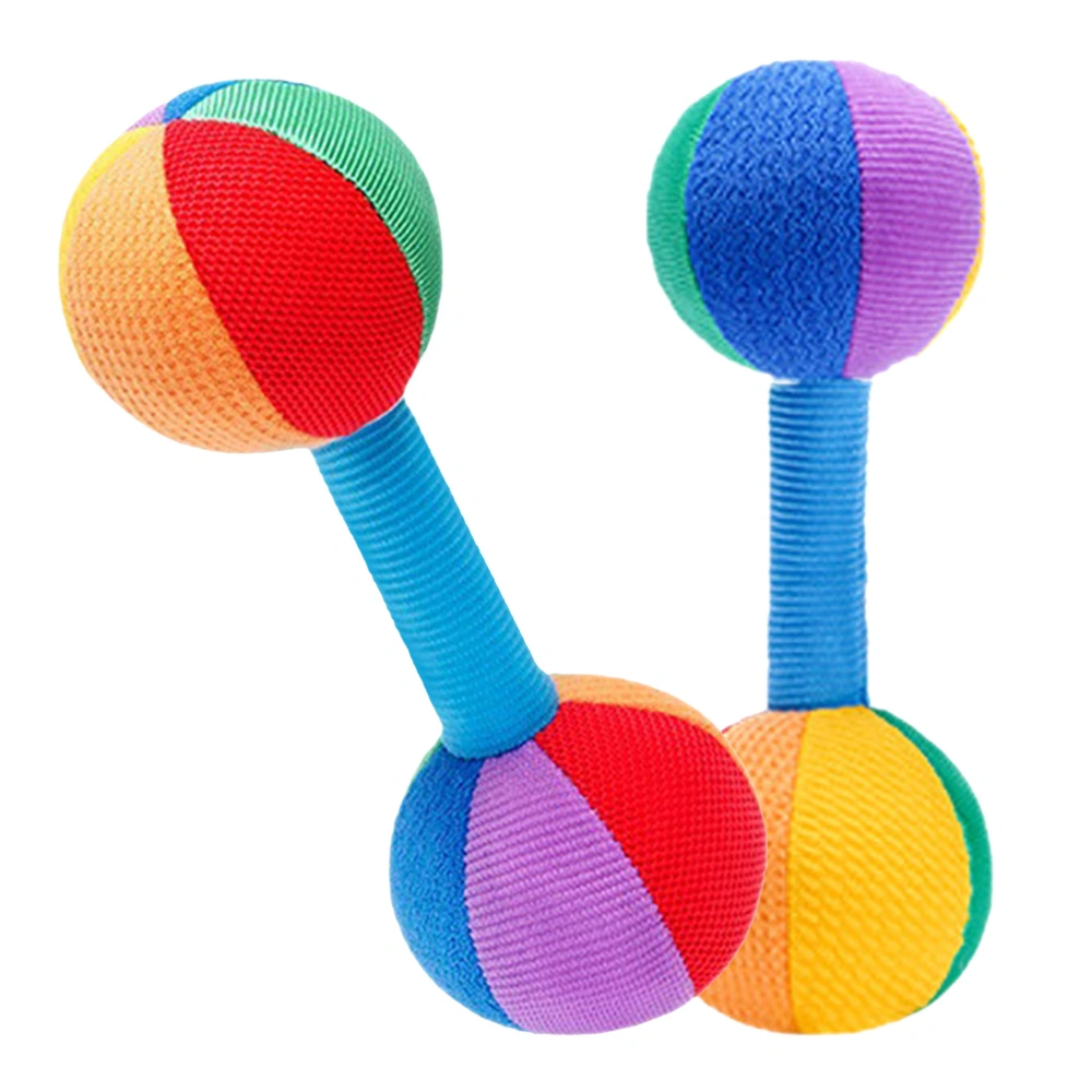 2pcs Baby Rattles Sensory Toy Baby Grip Dumbbell Toy Newborn Rattle Dumb-Bell Toy