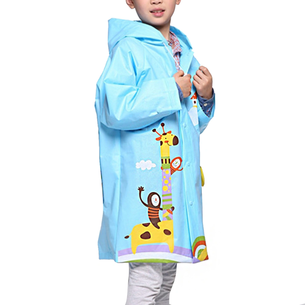 Cartoon Raincoat Fashion Kids Rain Poncho Outdoor Waterproof Raincoat Children Rainwear (Blue, Size M)