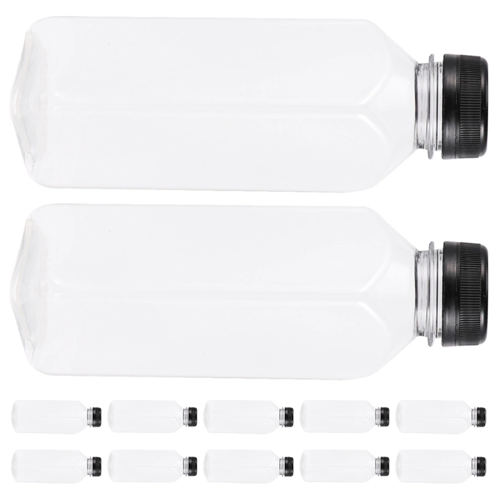 12pcs Plastic Juice Bottles Empty Clear Containers Juice Milk Beverage Reusable Bottles