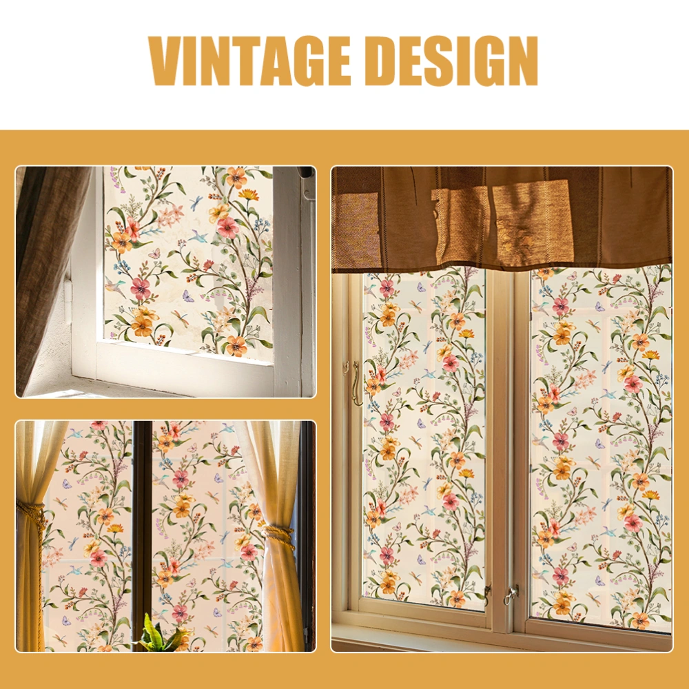 1 roll of Privacy Window Film Bathroom Window Sticker Privacy Static Cling Flower Pattern Privacy Film