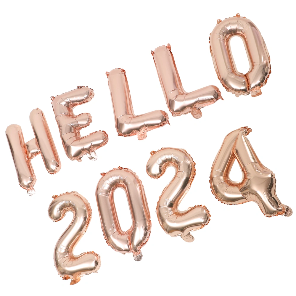 1 Set Hello 2024 Balloons New Year Party Decorative Balloon New Year Decoration