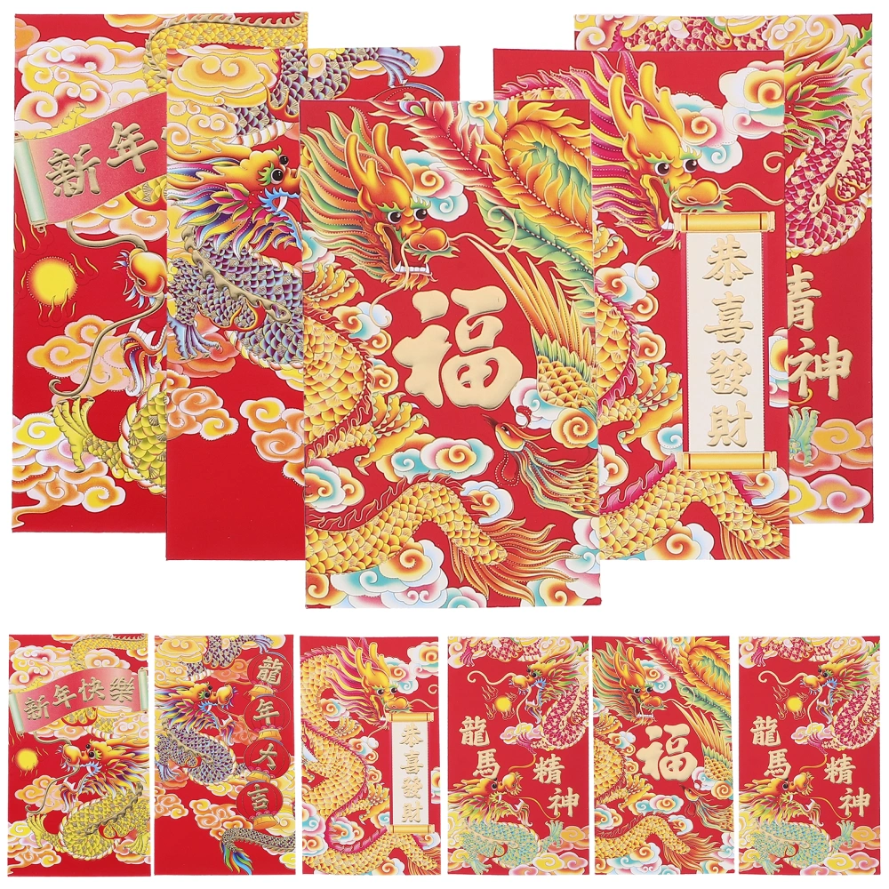 30Pcs Chinese Style Red Envelopes New Year Money Packets Lucky Money Bags 2024 Red Envelopes (Random Style)