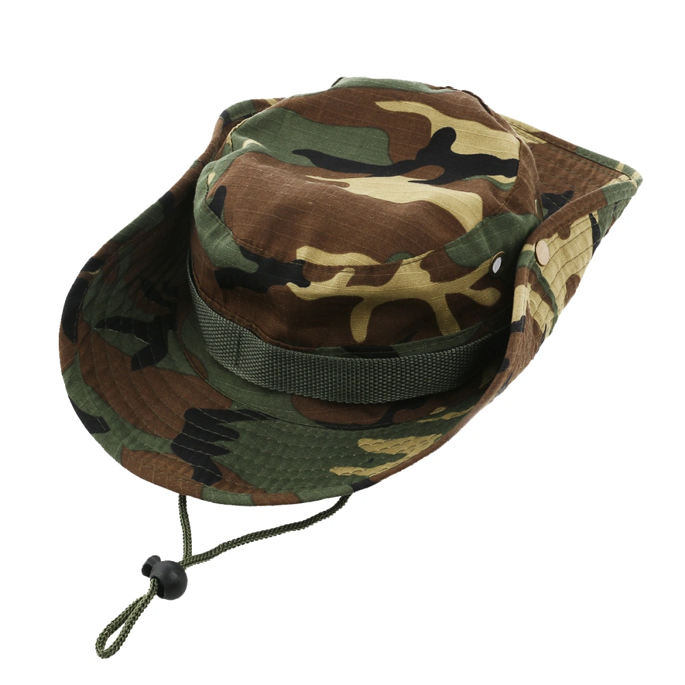 Fashion Unisex Adult Outdoor Sports Wide Brim Boonie Hat Fishing Hat - Free Size (Green Camouflage)