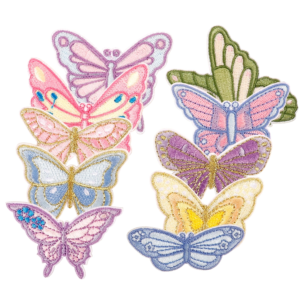 10pcs Butterfly Coat Patches T-Shirt Jacket Repair Patch Clothing Butterfly Embroidery Badge