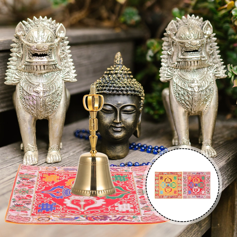 2pcs Buddha Sound Bowl Mats Exquisite Religious Implement Dual-layer Cushions