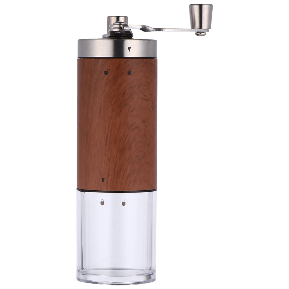 1Pc Stainless Steel Detachable Coffee Bean Crusher (Light Brown, Wood Grain)