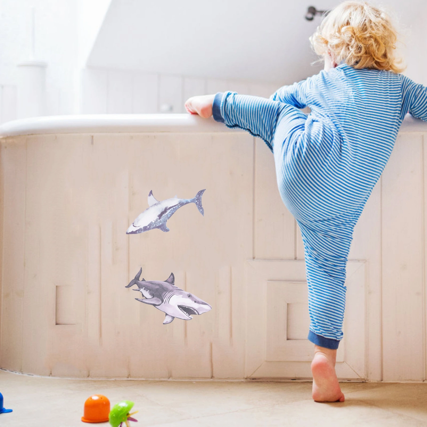 6pcs Bathtub Nonslip Stickers Bathtub Non Slip Stickers Anti-skid Sticker Shark Shape Floor Sticker