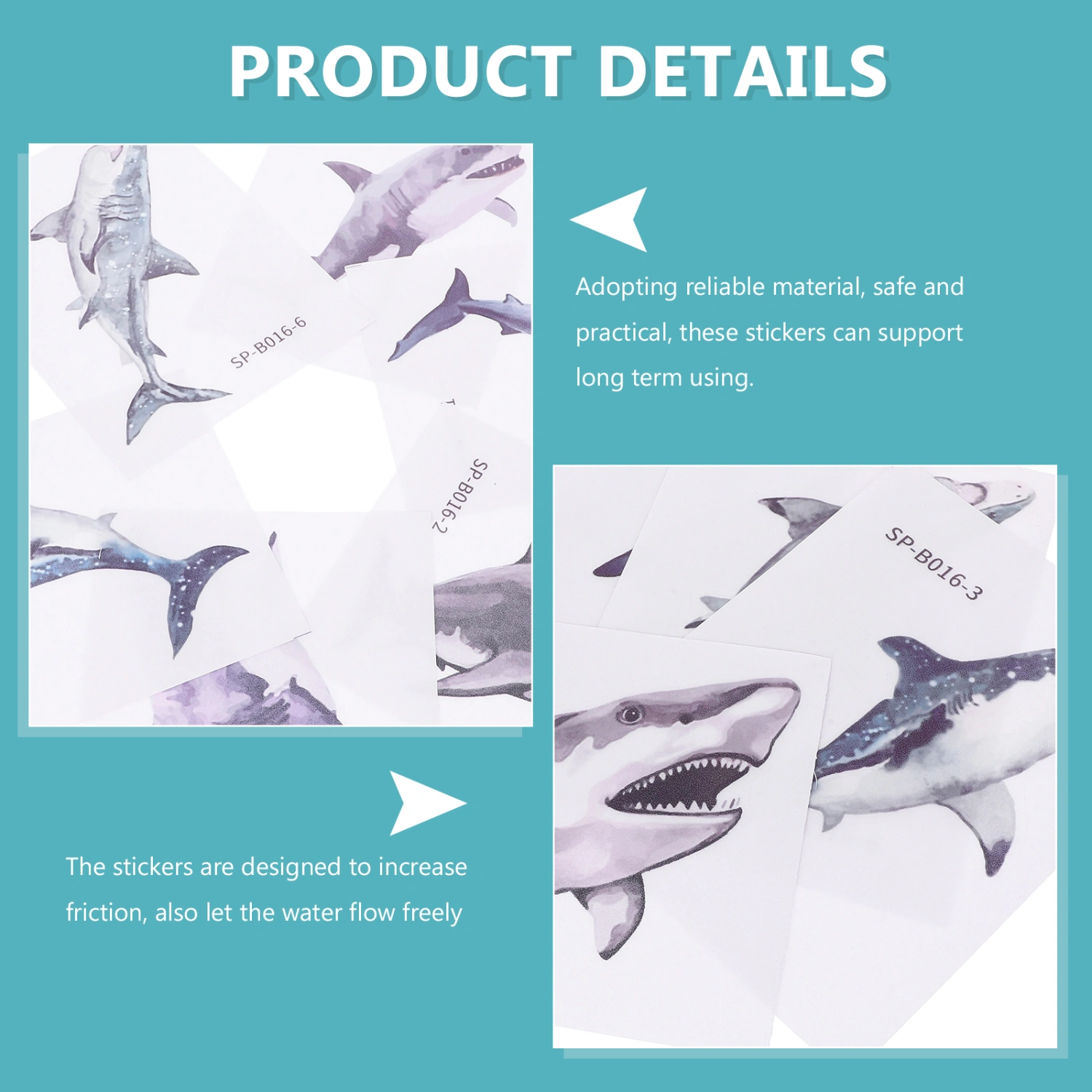 6pcs Bathtub Nonslip Stickers Bathtub Non Slip Stickers Anti-skid Sticker Shark Shape Floor Sticker