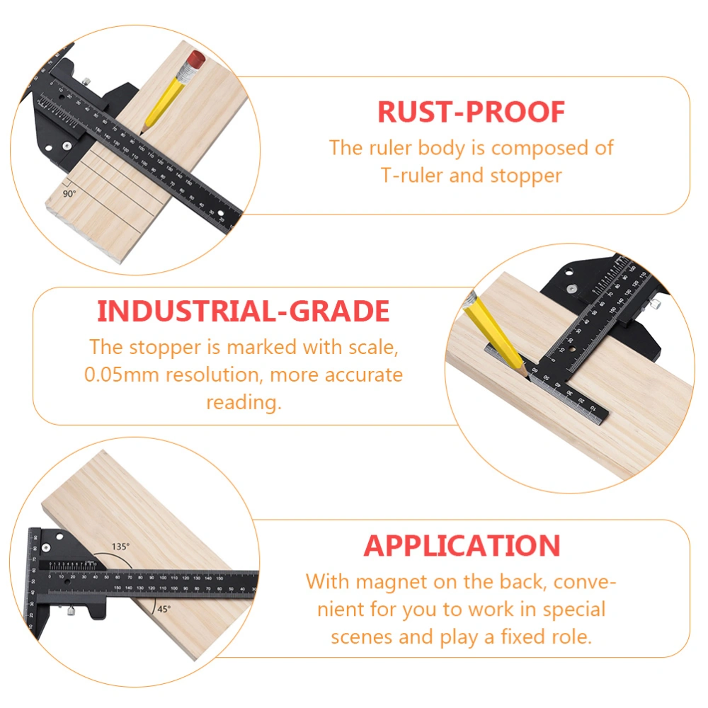 Woodworking Ruler Aluminum Alloy Carpentry Woodworking Marking Measuring Tool