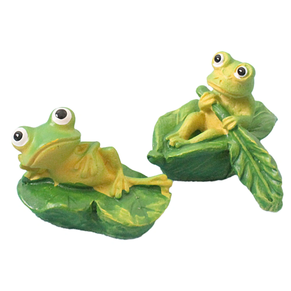 2pcs Mini Frog Decors Tabletop Resin Craft Frog Models Small Frog Crafts Decors