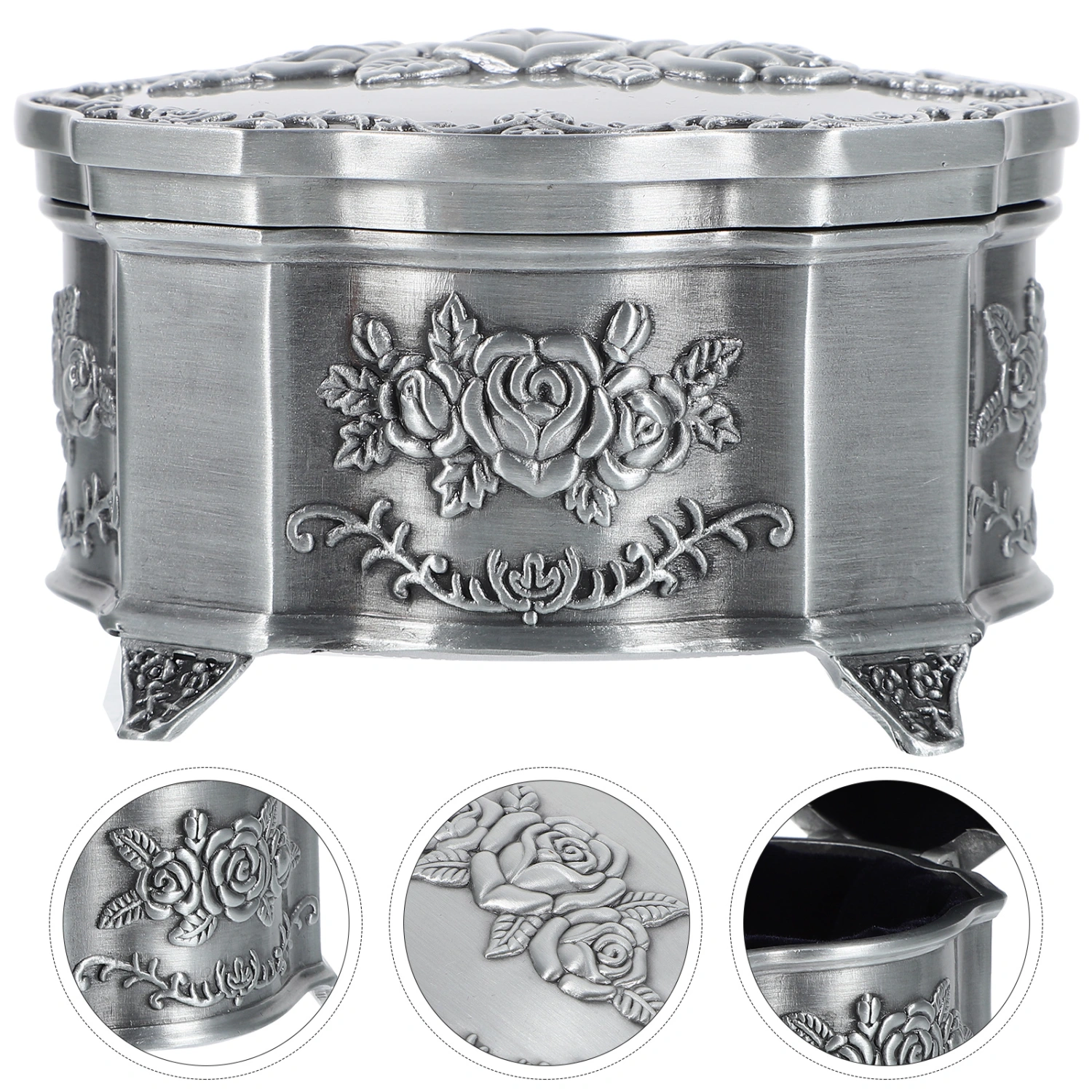 Vintage Metal Jewelry Box Small Trinket Jewelry Storage Box Rings Earrings Storage Case Organizer
