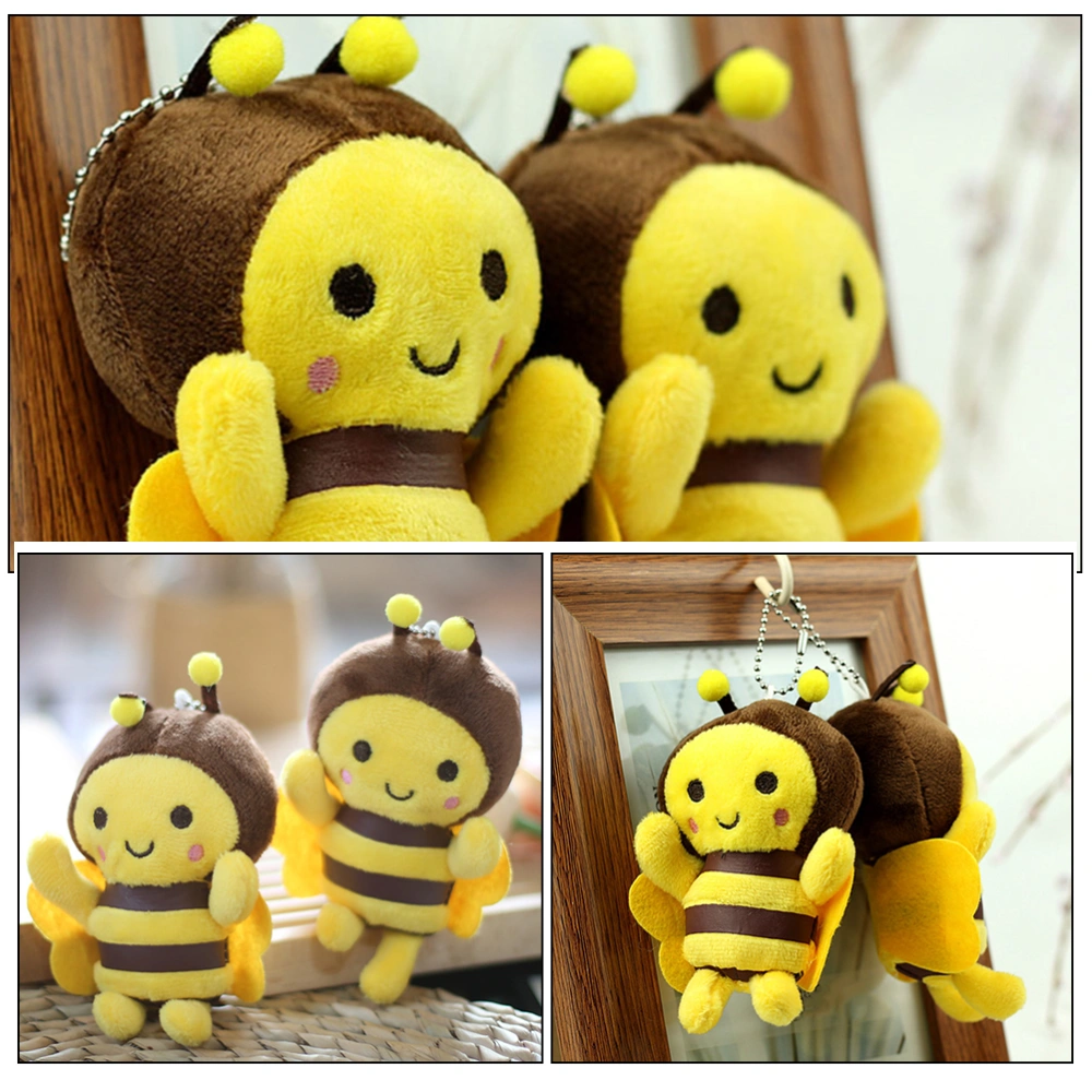 10pcs Bee Keychain Plush Bee Pendants Backpack Bee Pendant Plush Charms Key Ornament