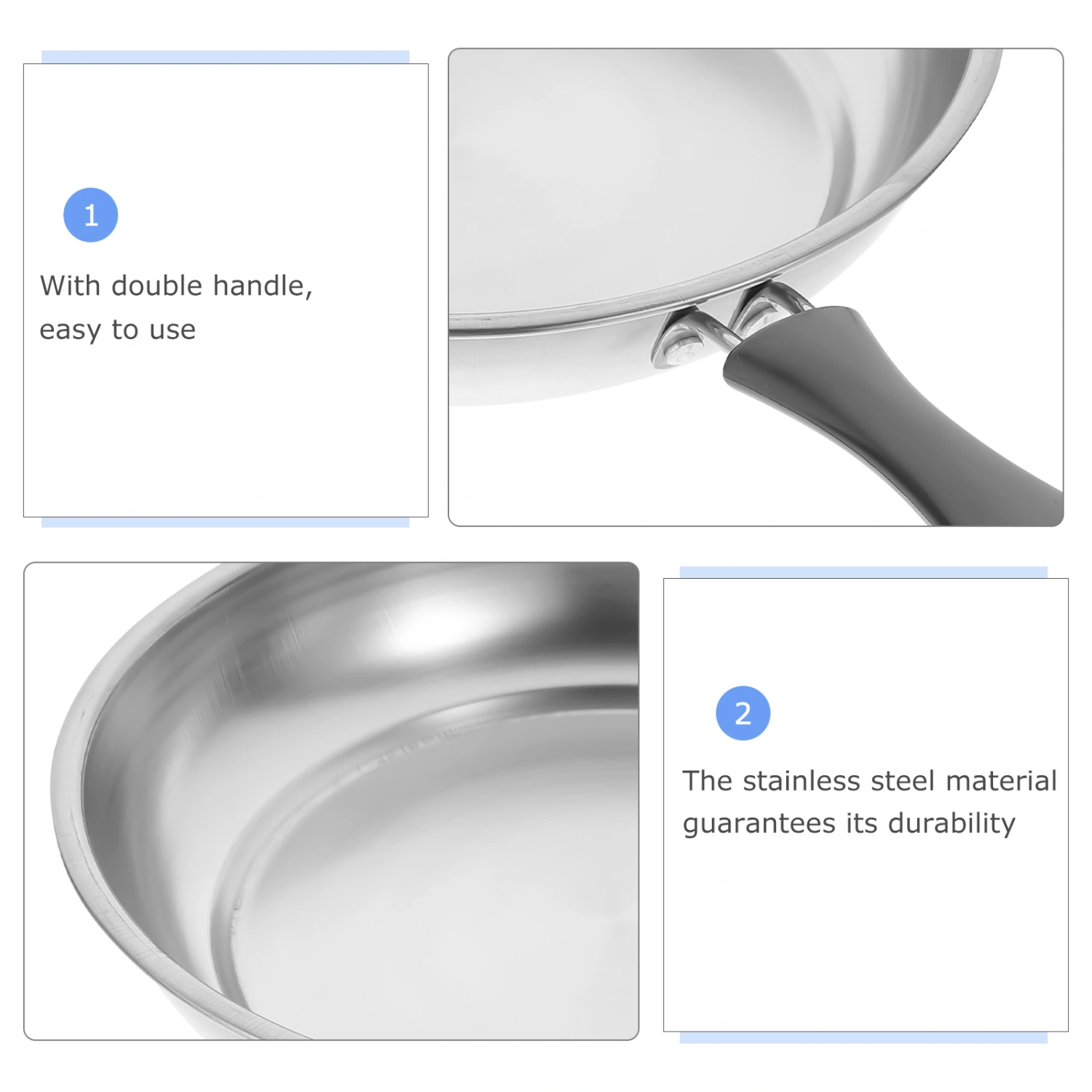 1 Set Stainless Steel Cookware Soup Pot Small Milk Pot Frying Pan for Kitchen