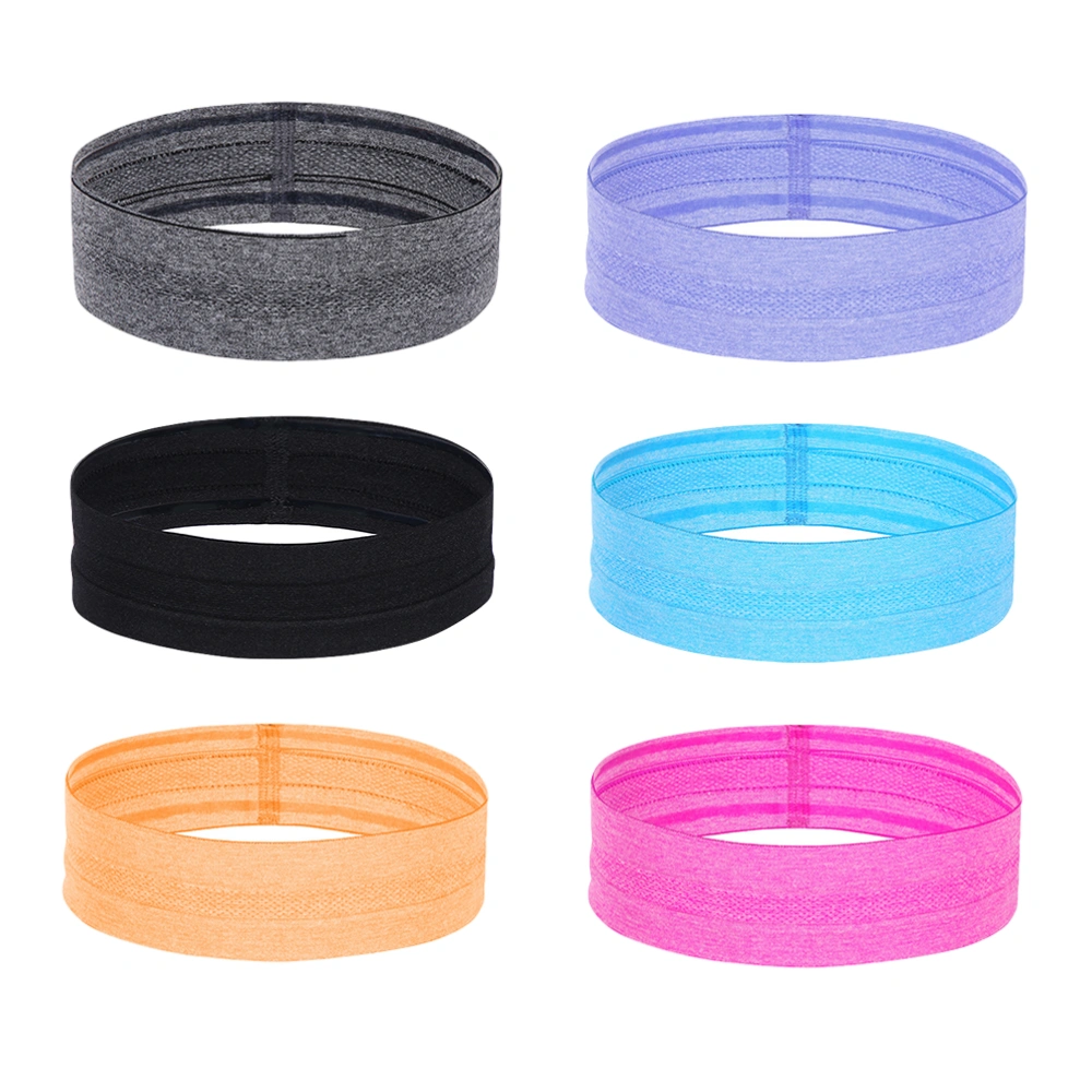 6pcs Stretchy Headband Elastic Yoga Headband Sports Workout Headwraps (As Shown)