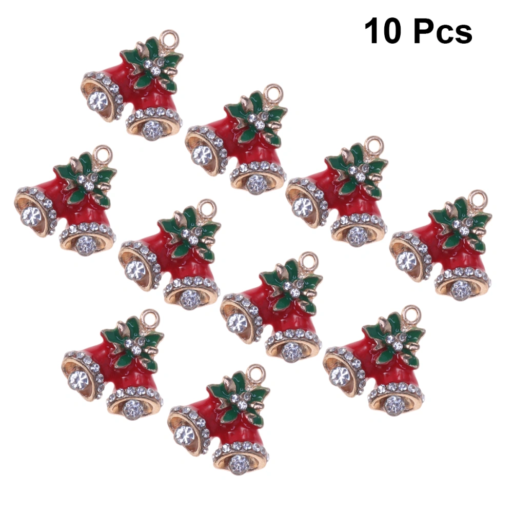 10pcs DIY Christmas Alloy Phone Charms Decor Two Bells Pendant Jewelry Making Accessories for Necklace Bracelet