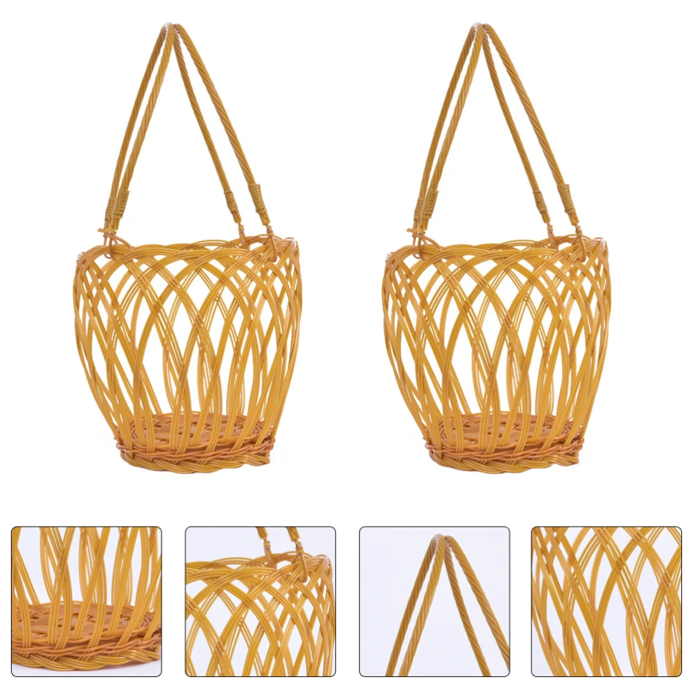 2PCS Vintage Imitation Rattan Woven Gift White Wine Basket White Wine Basket