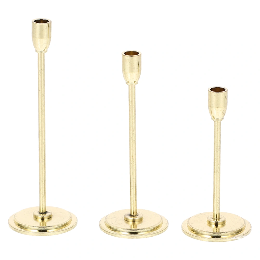 3pcs Miniature Pillar Candle Stand Small Simulation Candlestick Metal Craft Mini Candle Holder