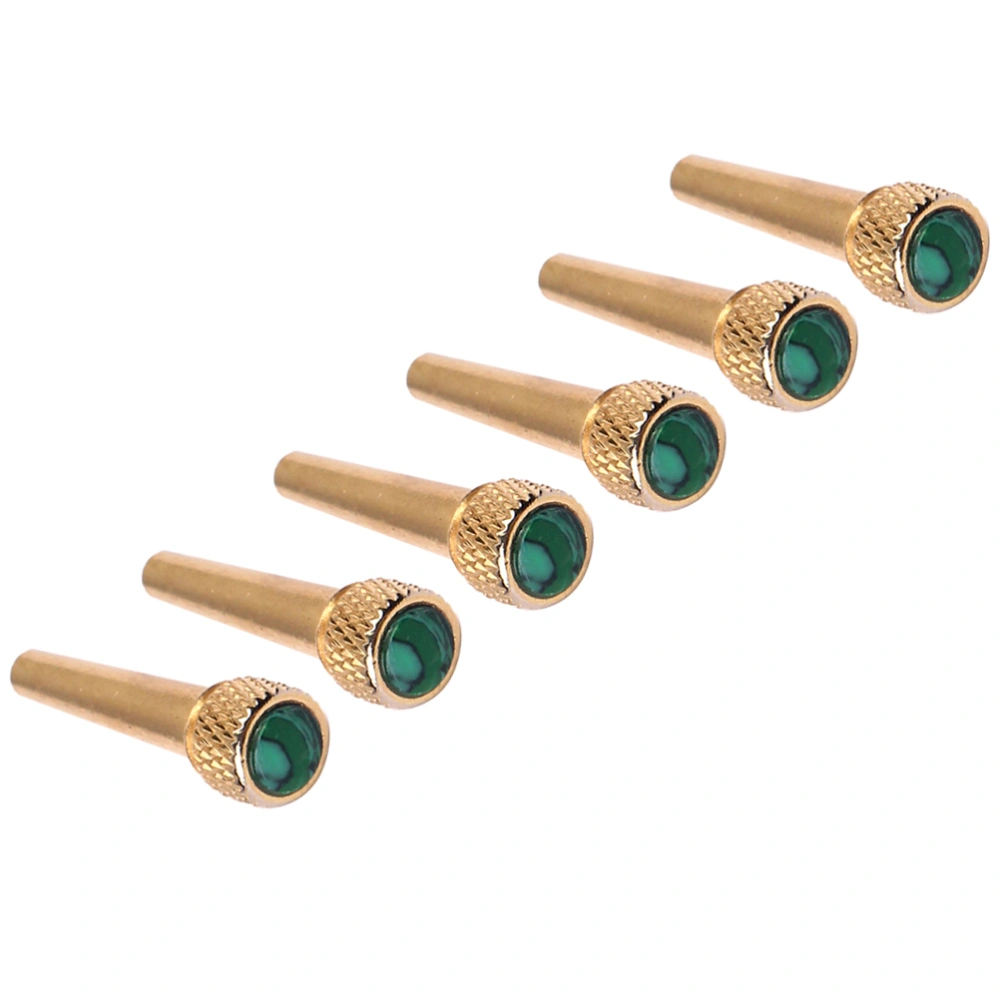 6 pcs Acoustic Guitar Brass Bridge Inlaid Abalone Dot Acoustic Guitar Bridge Replacement Part (GL03)