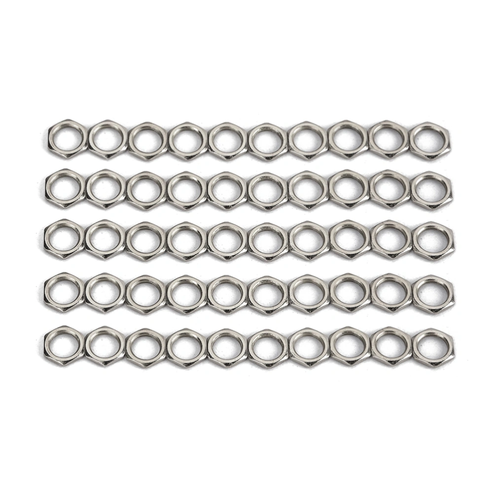 50 Pcs Zinc Alloy Fine Tooth Nut Light Nut Thin Nut 8mm for Instrument Guitar Bass Socket Jack (Silver)