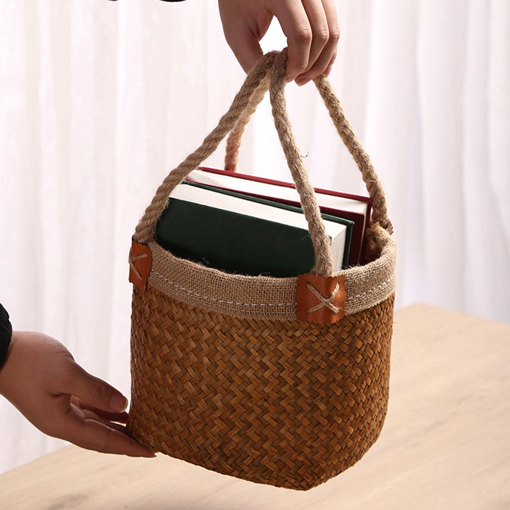 Wicker Wedding Flower Girl Basket Woven Flower Basket Handwoven Basket with Handle Straw Basket