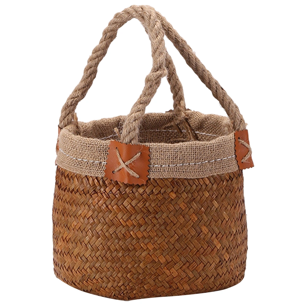 Wicker Wedding Flower Girl Basket Woven Flower Basket Handwoven Basket with Handle Straw Basket