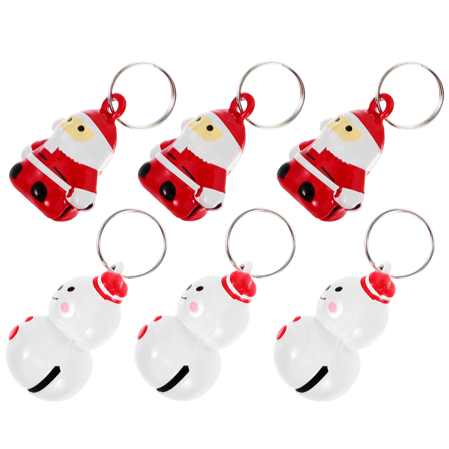 6pcs Christmas Pet Collar Bell Decors Cat Dog Collar Bells Keychain Hanging Bell Decors