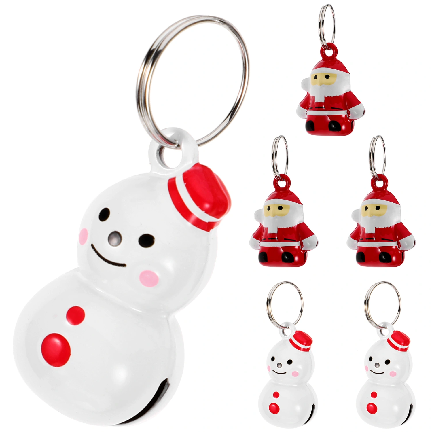 6pcs Christmas Pet Collar Bell Decors Cat Dog Collar Bells Keychain Hanging Bell Decors