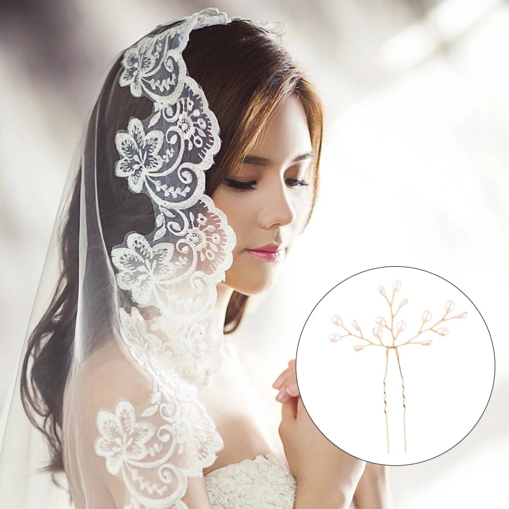 2pcs Bride Hairpin Pearl Decor Hair Pieces Hair Jewelry Wedding Hair Fork