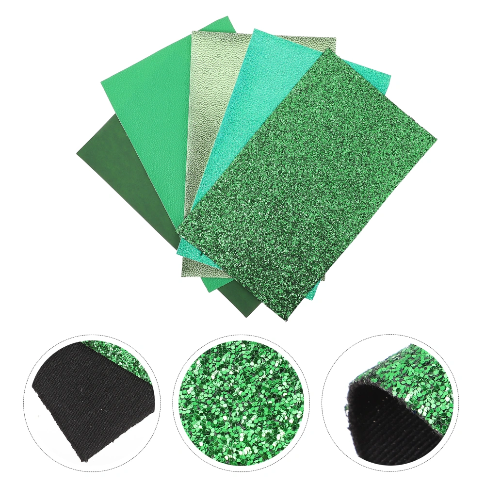 6 Sheets Green Shiny Leather Sequins Faux Leather Bow Earrings DIY Craft Leather