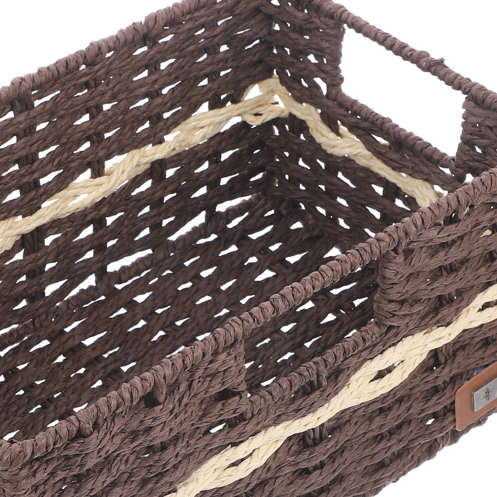 Desk Storage Basket Woven Basket with Handle Organizing Basket Household Sundries Basket