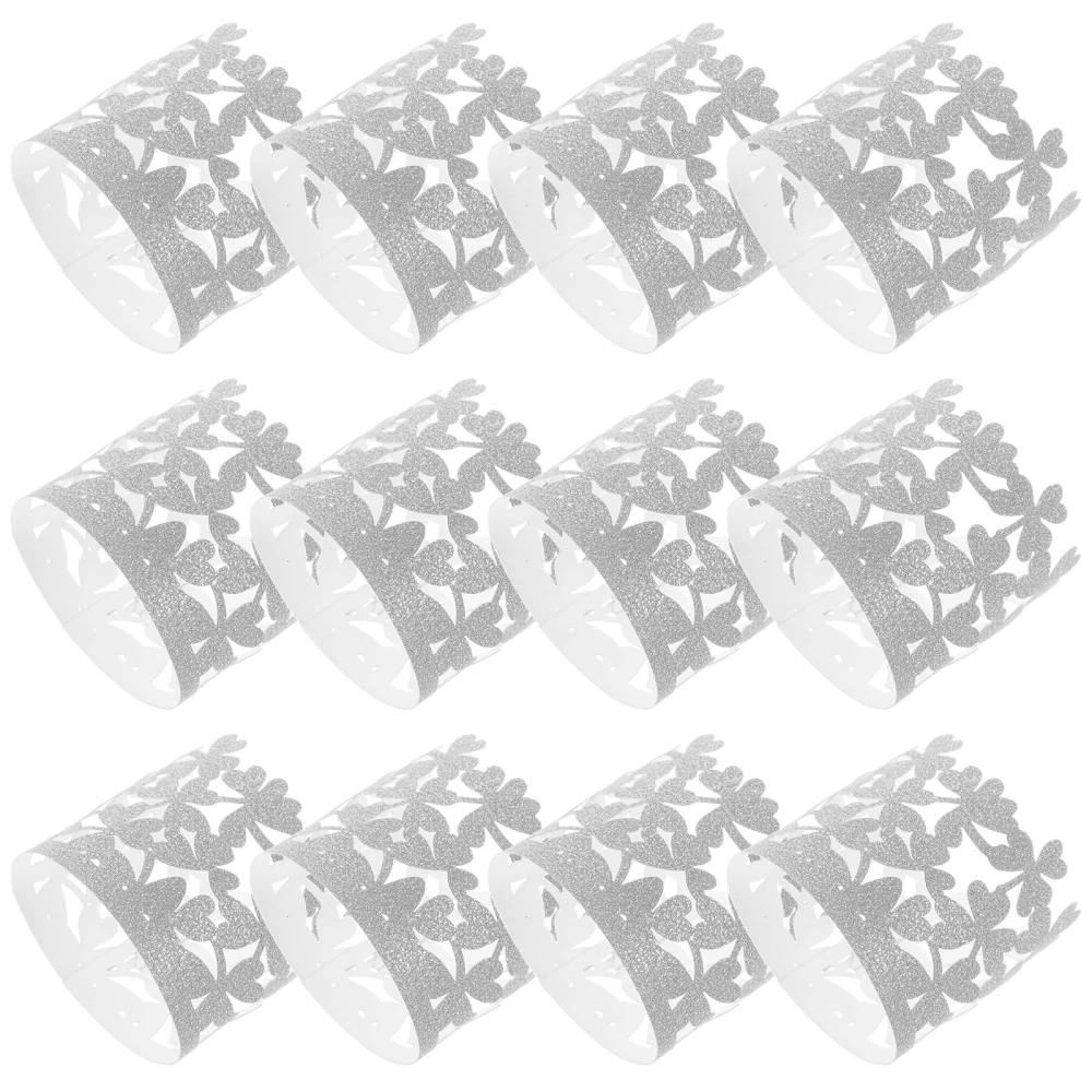 50pcs Party Napkin Rings Paper Napkin Rings Holder Hollow Serviette Buckle Exquisite Napkin Holder