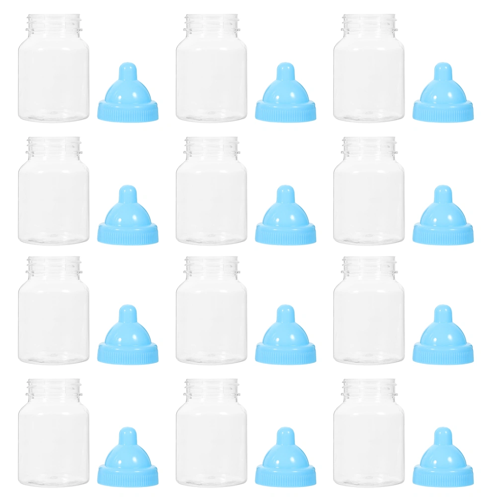 12pcs Reusable Plastic Candy Box Feeding Bottle Shaped Sugar Jar Clear Treats Holder for Baby Shower