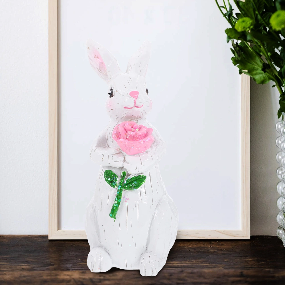 Bunny Decor Resin Rabbit Shaped Craft Ornament Bunny Adornment Garden Decoration