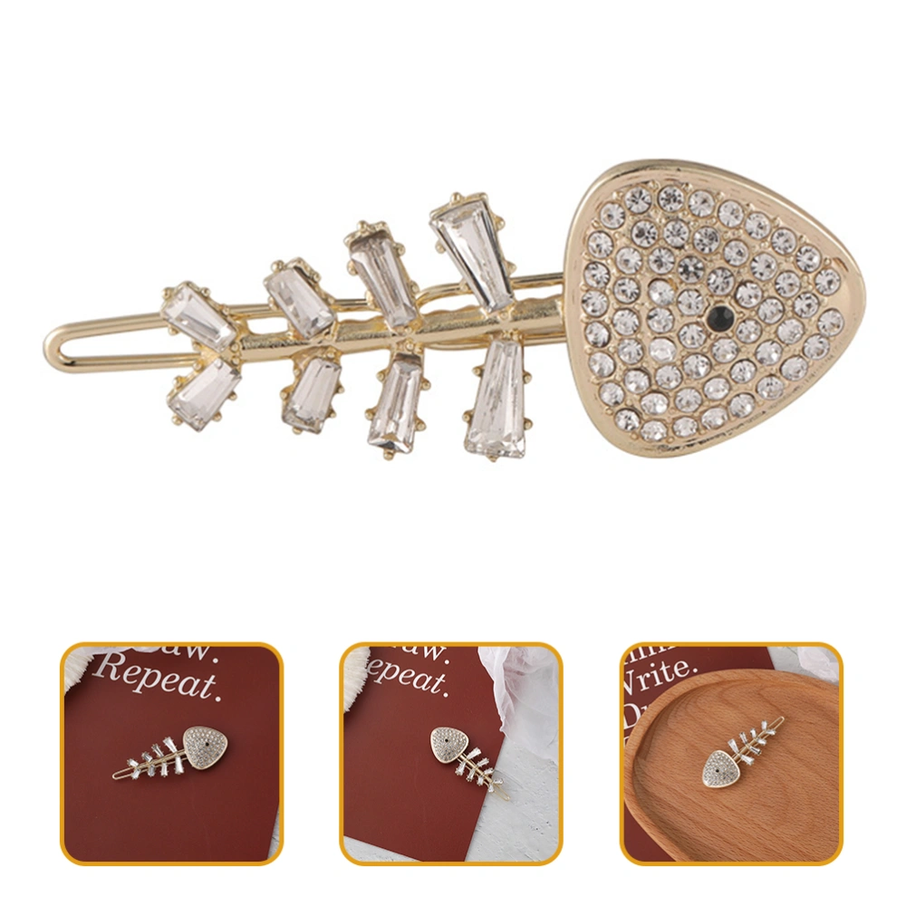 Hair Clip Fish Bone Shaped Hairpin Girls Hair Barrettes Rhinestone Hair Decoration