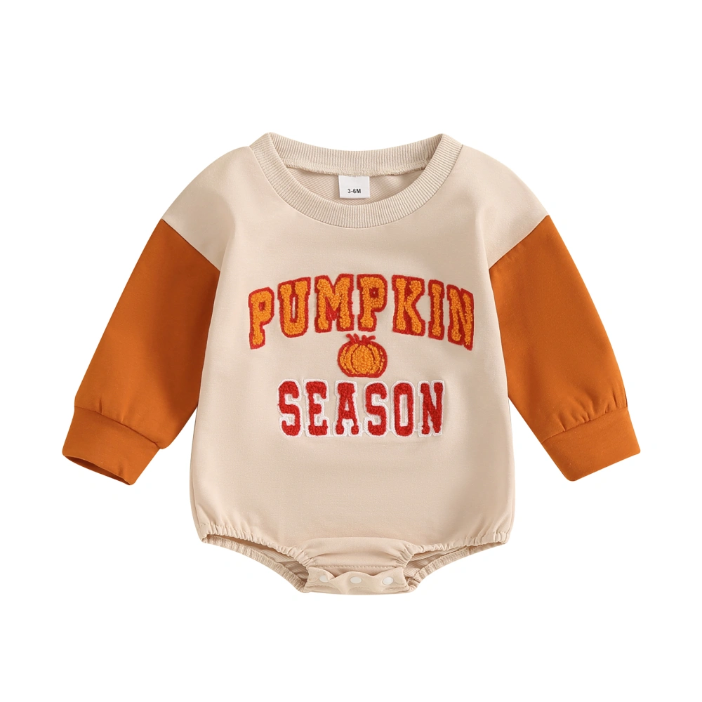 Baby Halloween Romper Long Sleeve Letter Pumpkin Embroidery Romper