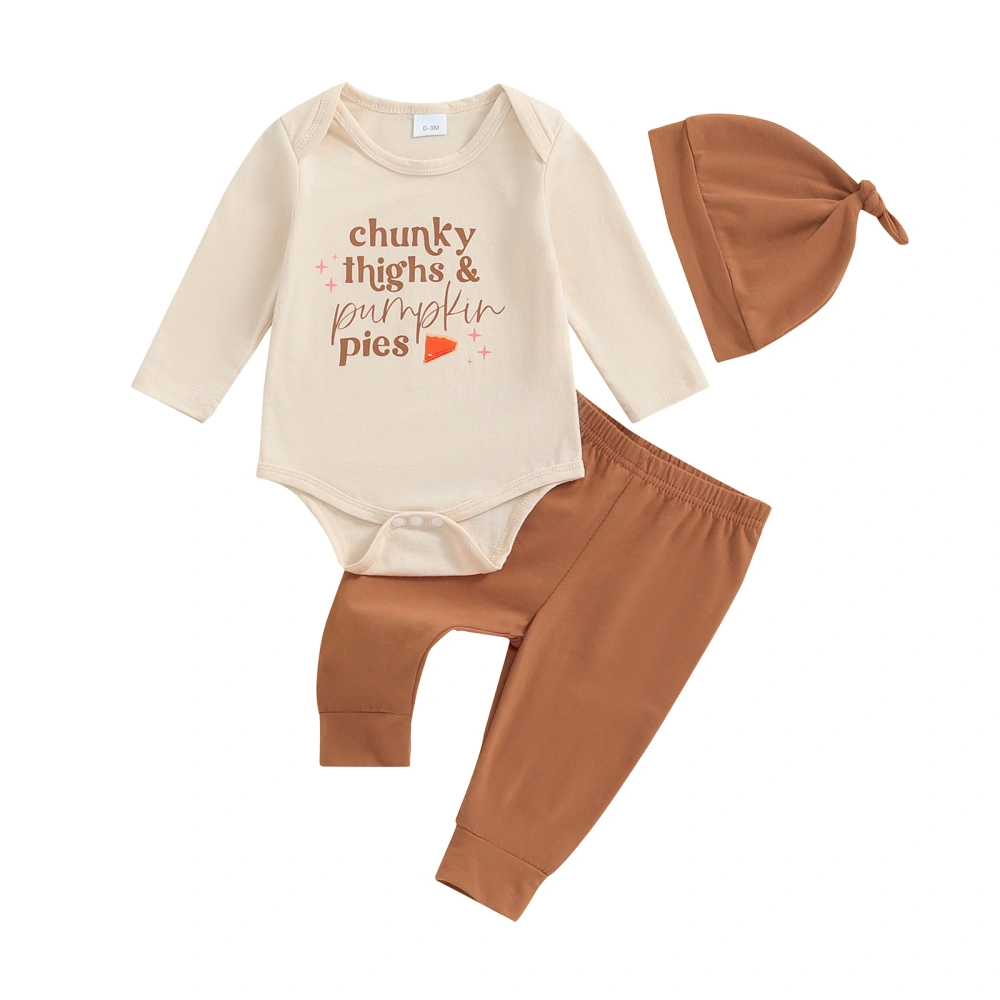 Halloween Baby Boys Outfit, Long Sleeve Letters Print Romper Pants Hat